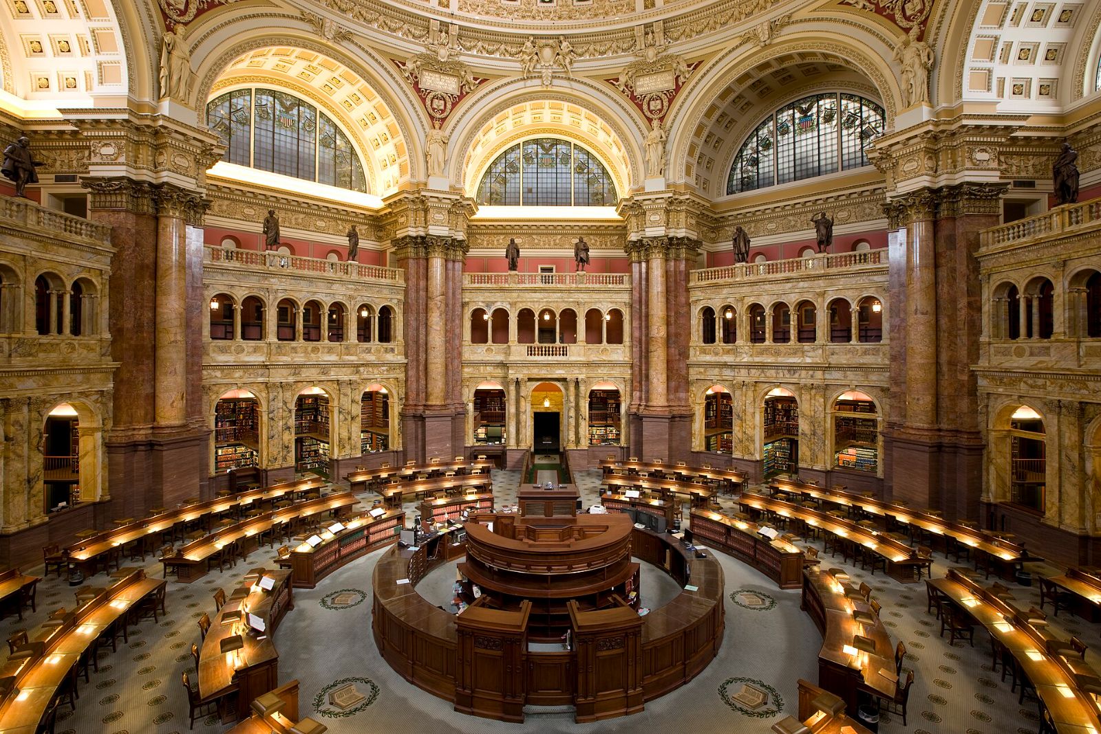 A grand library reading room